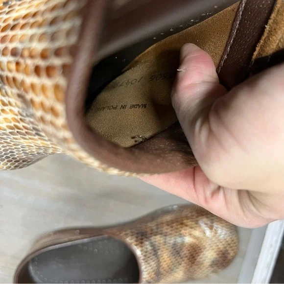 Sanita Tan Snake Skin Embossed Leather Women’s Clogs Rare-Size 38EU, 7.5-8US - Picture 8 of 10